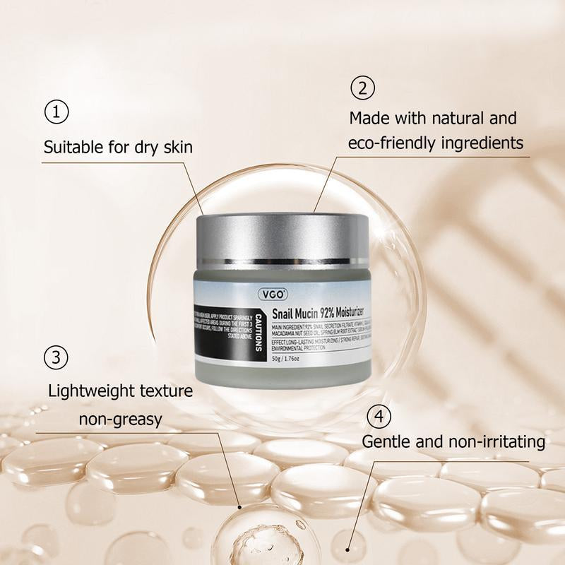 【VGO Snail Mucin 92% Moisturizer and Vitamin C Facial Serum Essence30Ml /60Ml】Reduces Facial Fine Lines Hydration and Nourishment for Radiant Skin Hydrating Skin Care Set Moisture Moisturizing Cream Gentle Hyaluronic Comfort Resh Cream Philosophy