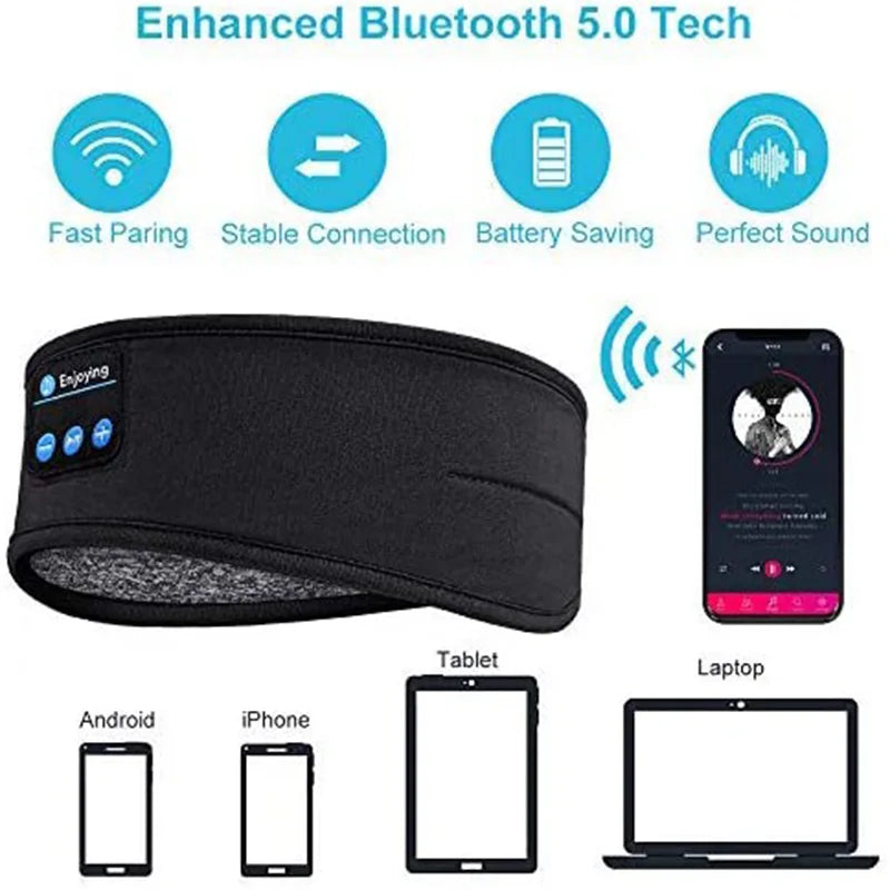 Écouteurs Bluetooth Fone Bandeau de sommeil de sport Casque sans fil élastique Masque pour les yeux de musique Casque sans fil Bluetooth Bandeau