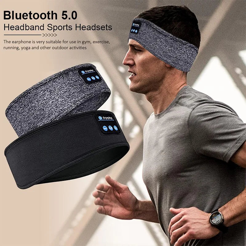 Fone-auriculares Bluetooth, diadema deportiva para dormir, auriculares inalámbricos elásticos, máscara para ojos, auriculares inalámbricos con Bluetooth, diadema