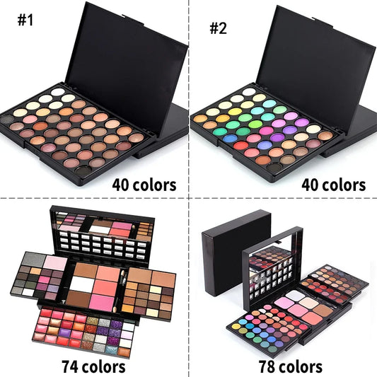 Palette de fards à paupières pailletés 40/74/78 couleurs, mat, imperméable, longue durée, poudre pressée, kit de cosmétiques, mode femmes, outils de maquillage