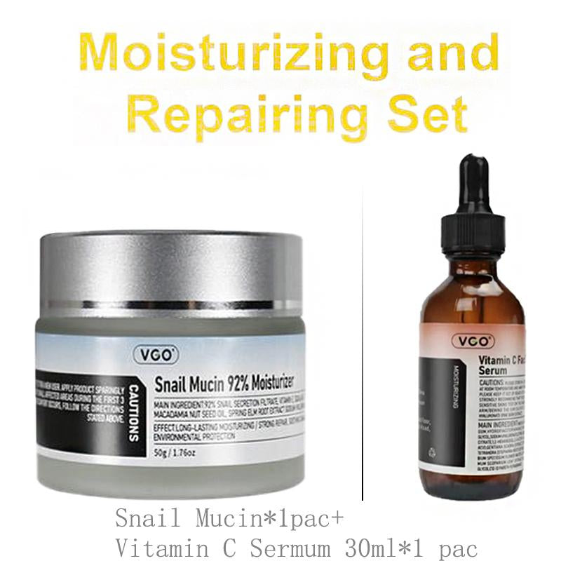 【VGO Snail Mucin 92% Moisturizer and Vitamin C Facial Serum Essence30Ml /60Ml】Reduces Facial Fine Lines Hydration and Nourishment for Radiant Skin Hydrating Skin Care Set Moisture Moisturizing Cream Gentle Hyaluronic Comfort Resh Cream Philosophy