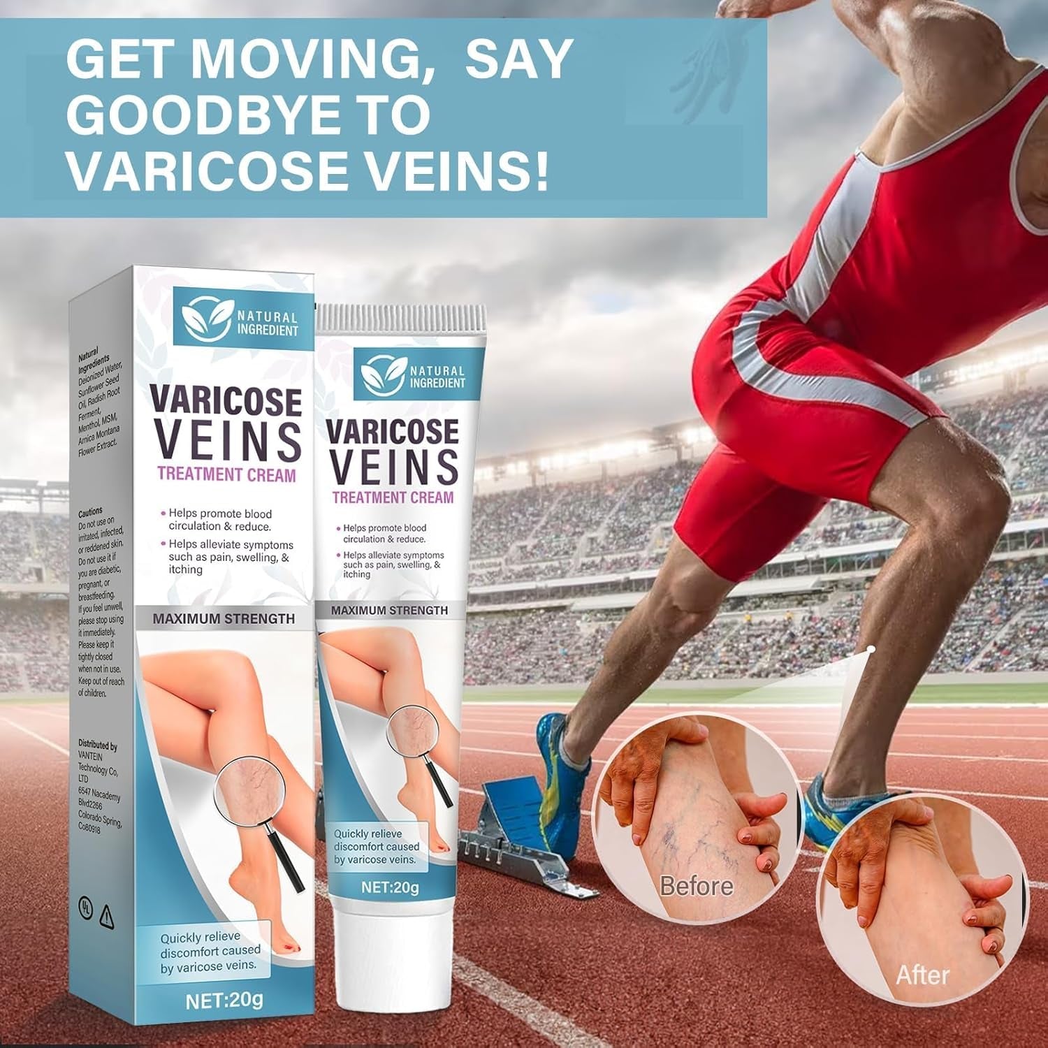 Varicose Vein Treatment for Legs, Varicose Vein Relief Cream, Improves Blood Circulation, Quickly Relieves Leg Pain