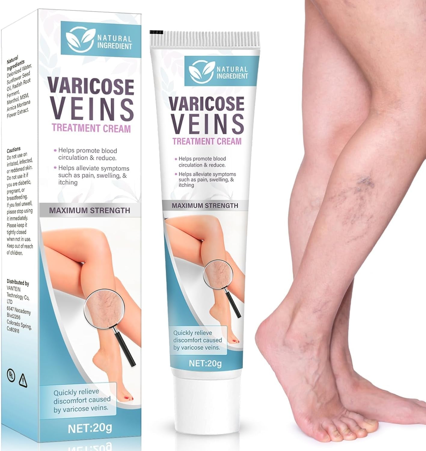 Varicose Vein Treatment for Legs, Varicose Vein Relief Cream, Improves Blood Circulation, Quickly Relieves Leg Pain